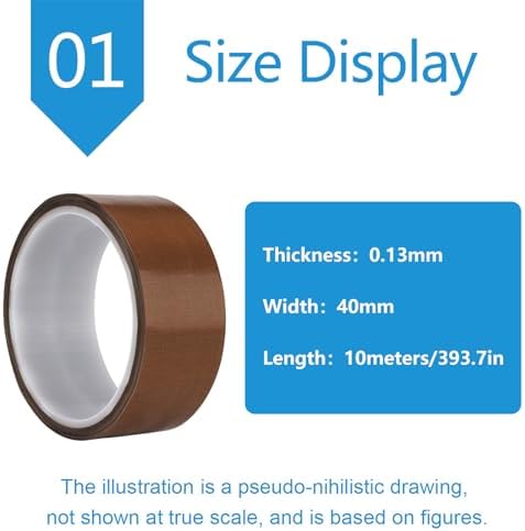 PTFE Heat Resistant Tape Self-Adhesive PTFE Teflon Fabric Tape Suitable for Component Repair, Thickness 0.13Mm,Width：40mm