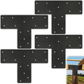 4 Pcs 16.9"×12" T Post Brackets, T Flat Mending Plate for Wood