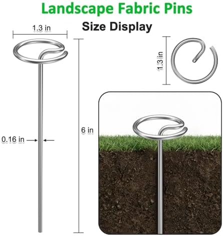 Heavy Duty Landscape Staples, 50 Pack 6-Inch G-Shaped Thickened Galvanized Garden Fabric Staples,Rust-Resistant Ground Cover Pins for Weed Barrier, Erosion Control & Landscaping Projects