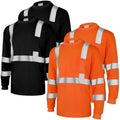 Amylove 4 Pcs Long Sleeve High Visibility Safety Shirts,XL,Orange, Black