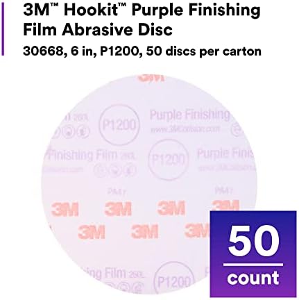 3M Hookit Purple Finishing Film Abrasive Disc, 260L, 30668, 6 in, P1200