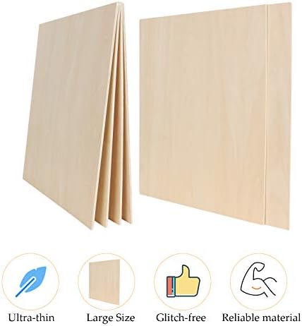 12 Pack Basswood Sheets 1/8 x 12 x 12 Inch Plywood Board, Thin Natural Unfinished Wood for Crafts, Hobby, Model Making, Wood Burning and Laser Projects