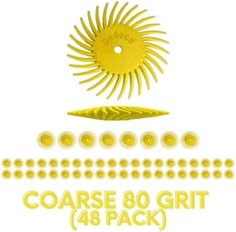 Dedeco Sunburst Radial Bristle Discs 48-Pack - 7/8" Curved Knife-Edge - Yellow 80 Grit (Coarse) - Aluminum Oxide for Polishing & Finishing