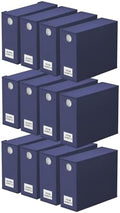 SpaceAid 12 Pack Bed Sheet Organizers and Storage, Foldable Linen Closet Organizer, Set Folder Keeper With Window XL (Queen & King Size) Bedding Container (Navy Blue)