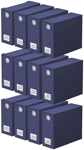 SpaceAid 12 Pack Bed Sheet Organizers and Storage, Foldable Linen Closet Organizer, Set Folder Keeper With Window XL (Queen & King Size) Bedding Container (Navy Blue)