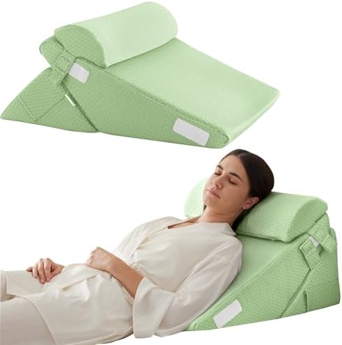 Bedluxe Wedge Pillow Set for After Surgery, Orthopedic Bed Wedge, Green