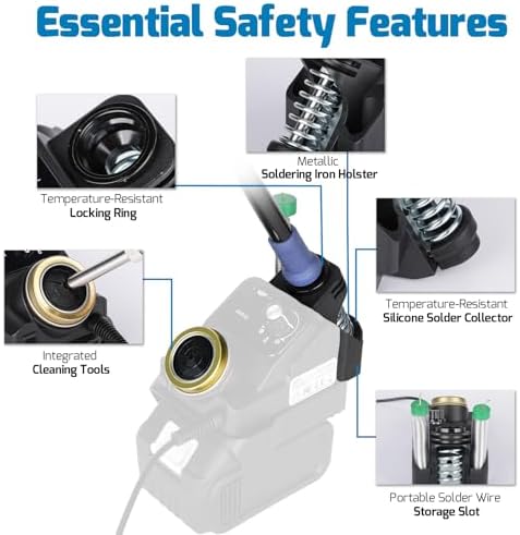 WEP 937D-I 2 Cordless Soldering Iron Kit Compatible with Makita 20V/18V Battery, with Integrated Iron Holder, Digital Display, 6 Soldering Tips, Adjustable Temperature, Auto Sleep & Shutdown