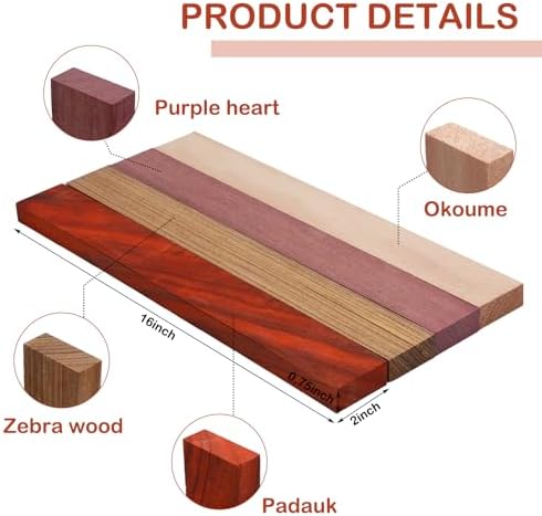 8 Pcs Exotic Hardwood Lumber 3/4" X 2" X 16"