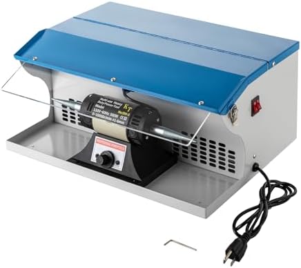 Jewelry Buffer Polisher Machine 500W Jewelry Bench Polisher Dust Collector Infinitely Adjustable Speed Jewelry Polishing and Buffing Machine Tabletop Polishing Machine for Jewelry Aluminum Chrome