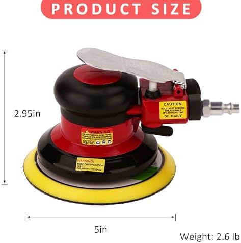 Professional Air Random Orbital Palm Sander, Dual Action Pneumatic Sander, Low Vibration, Heavy Duty