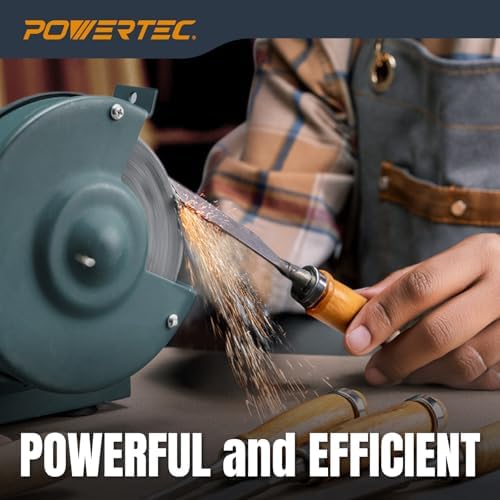 POWERTEC Bench Grinder Wheel 2PK, 8 Inch Grinding Wheel 100 Grit, Aluminum Oxide, 8 Bench Grinder Wheels for Pedestal & Benches, 1" Thick 5/8" Arbor, Sharpening Shaping Drill Bits, Knife -15522-P2