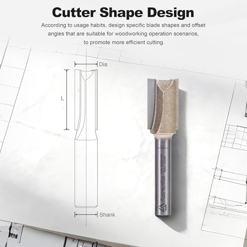 Undersize Plywood Dado Bits 1/4" Shank, Straight Router Bits 15/32" Cut Diameter, 3/4" Cut Length, Useful for Plunging Capabilities for Cutting Grooves, Dados, Mortising