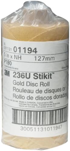 3M Stikit Gold Disc Roll 236U, 01194, 5 in, P180 Grade, 75 Discs Per Roll
