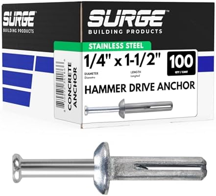 1/4" X 1-1/2" Stainless Hammer Drive Nail in Concrete Anchor (Box of 100)