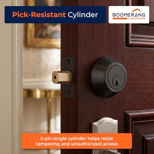 Boomerang DB7431 Heavy-Duty Designer Commercial Deadbolt Lock, 5-Pin