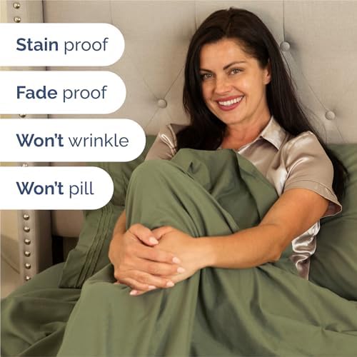 King Size 4 Piece Sheet Set - Breathable & Cooling Sheets - Sage Green