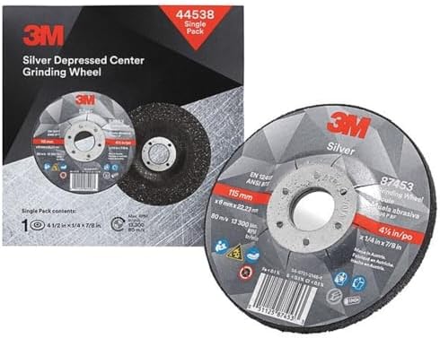 3M Silver Depressed Center Grinding Wheel,T27, 4.5 in x 1/4 in x 7/8 in