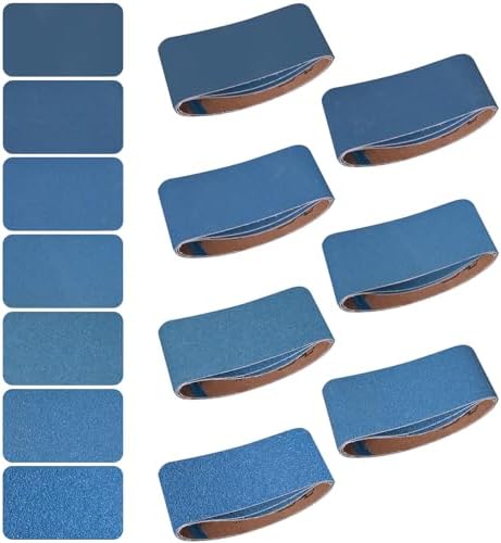 3x18 Inch Sanding Belts 21 Pcs 7 Grits Sizes (3 Each of 40/60/80/120/150/240/400 Grits) Heavy Duty Belt Sander Zirconia Belt Sander Paper for Wood, Metal, Stainless Steel, Cars, and Furniture