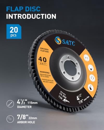 S SATC 20PCS Flap Discs 4 1/2 for Angle Grinder 40/60/80/120 Grit Flap Disc High-Density Bevel Type Angle Grinder Sanding Disc Abrasive Flap Disk #29