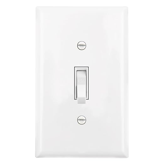 Baomain 6-Pack 15 Amp Toggle Light Switch with Wall Plate, Single Pole, Residential/Commercial Grade, On/Off Switch, Glossy White, UL Certified