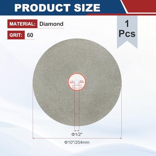 10 Inch x 1/2" Arbor Diamond Flat Lap Disc, 60 Grit