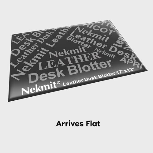 Nekmit Leather Desk Blotter Pad 17 x 12 Inches, Flat, Non-Slip, Waterproof, Apricot