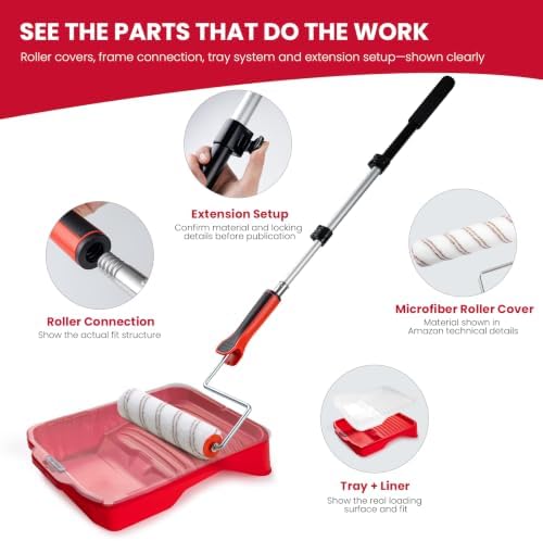 Mister Rui 22-Piece Paint Roller Kit with 3 Ft Extension Pole