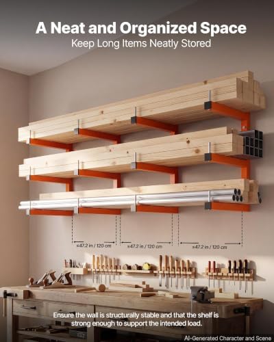 VEVOR Lumber Rack, 3-Tier 4-Pack 220 lbs per Tier, Welded Wood Pipe Storage