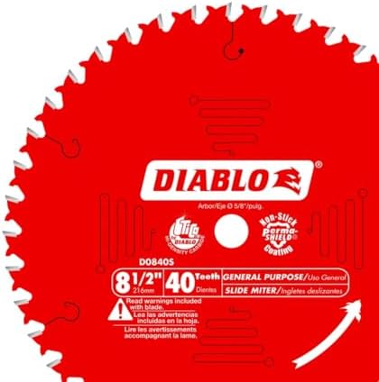 Diablo General Purpose Saw Blade for Wood - 8-1/2" Dia, 40 ATB Teeth