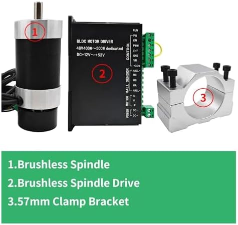 48V500W-2 Brushless Spindle 48V 500w ER11 Brushless DC Spindle Built with 57MM Clamp Bracket