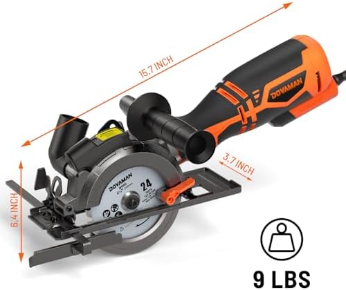 DOVAMAN Circular Saw, 5.8A 4-1/2" Circular Saw w/Laser & Auxiliary Handle