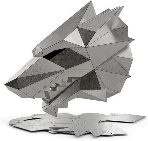 Dire Wolf Head Welding kit For Beginners Practice,201 stainless steel Welding Coupons,Laser Cut Welding Training Metal Suitable For TIG, MIG, Gas, Arc, Stick, DIY Welding Practice Kit (14 pcs)