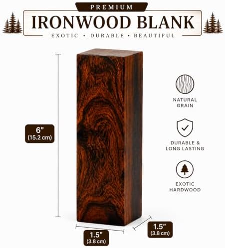 IECAP LLC Desert Ironwood Blanks — 6 x 1.5 x 1.5 In, Pack of 3 — Exotic Wood Blocks for Wood Turning — Hardwood Ironwood Blanks for Wood Turning, Lathe Projects, Hardwood Lumber, Carving & Woodworking