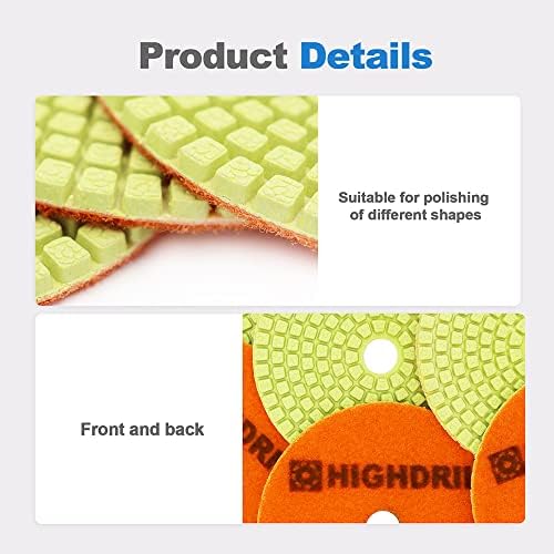 Wet Diamond Polishing Pads - HIGHDRIL 6pcs 4 inch #200,for Granite Marble Ceramic Artificial Stone Sanding Used on Grinder or Polisher