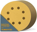 POWERTEC 100 PCS 80 Grit - 5 Inch 8 Hole Hook and Loop Sanding Discs, 5" Sanding Pads for Automotive, Drywall, Woodworking with Orbital Sander, DA Sander, Air Sander (44008G-50-P2)