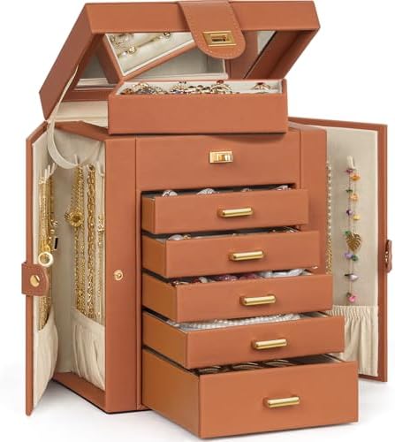 AKOZLIN 6-Tier Jewelry Box Organizer 5 Drawers Storage Orange Regular