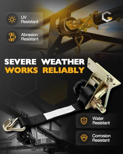 Rack Ratchet Straps, Pipe/Roof Rack Strap, 1.4" Gold Square Tube Mount