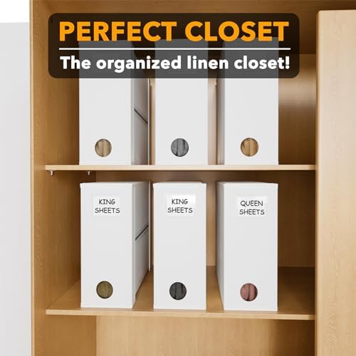 SpaceAid 6 Pack Bed Sheet Organizers and Storage, Foldable Sheet Organizer for Linen Closet, Sheets Set Folder Keeper with Window XL (Queen & King Size) Bedding Container, (White, 6 Pack)