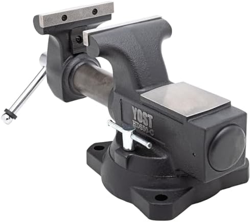 Yost HD550-C Heavy Duty 5-1/2 Inch Mechanics Work Bench Vise | Heavy Duty Woodworking & Metal Work Table with Secure Grip Swivel Base | 60,000 PSI Casting Iron Material with Extra-large Anvil Surface