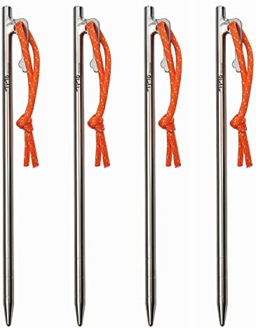 TiTo Titanium Tent Pegs Stakes Lightweight Snowfield Grassland Heavy Duty Tent Nails for Outdoor Camping Hiking and Plant Support Garden Stakes 4pcs/6pcs (8×240mm-4pcs)