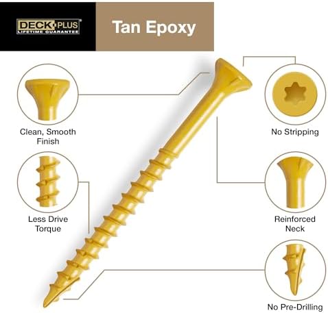 Deck Plus Deck Screws, #8 x 2in, 3125 Pack, Tan Epoxy