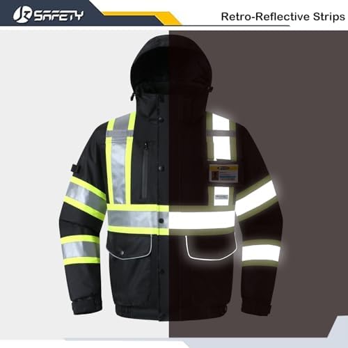 JKSafety Safety Jakcet for Men Women 3M Reflective Tape JK118 Black XXL