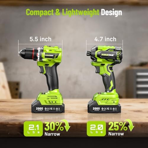 Robustrue 21V Brushless Drill & Impact Driver Combo Kit for DIY