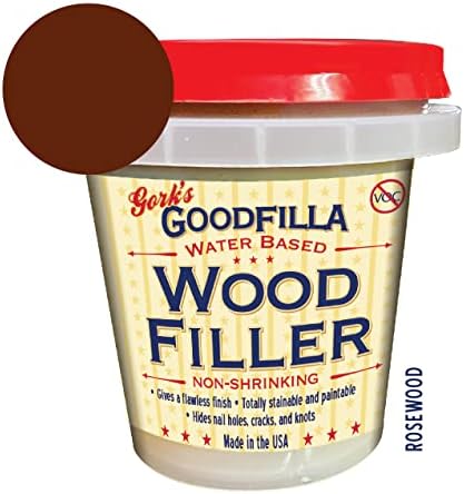 Goodfilla Rosewood, 8 oz, Wood and Grain Filler, Stainable, Sandable, Zero Waste, Non-Toxic, USA Made