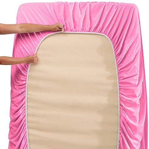 Hearth & Harbor Twin XL Size Sheets - 3 Piece Bed Sheet Set, Hotel Luxury Double Brushed Bed Sheets - Extra Soft Bedding Sheets & Pillowcases, Twin XL, Light Pink