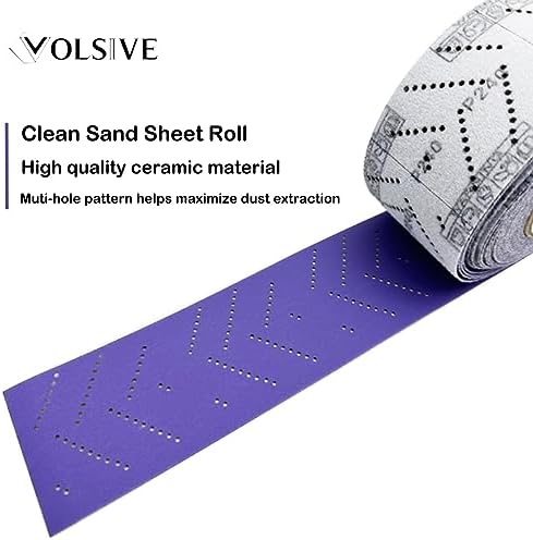 VOLSIVE Abrasive Sheet Roll Multi-Hole Sanding Roll Automotive Sandpaper Roll Clean Sand Sheet Roll for Woodworking, Auto Body Repair, 70 mm x 12 m - 240 Grit