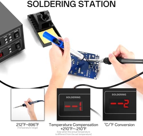 BK701D 700W Soldering Station, 2 In 1 Hot Air Rework & Soldering Iron Station, SMD ESD Safe Solder Station,Electronic Soldering Kit For Mobile Phone Laptop Repair or Circuit Board Soldering
