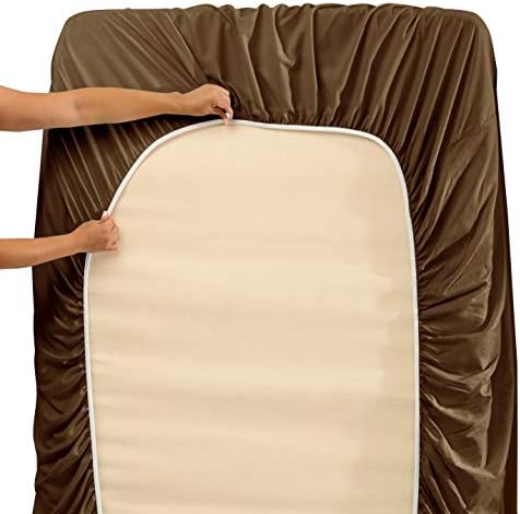 Hearth & Harbor Full XL Size Sheets - 4 Piece Bed Sheet Set, Hotel Luxury Double Brushed Bed Sheets - Extra Soft Bedding Sheets & Pillowcases, Full XL, Brown