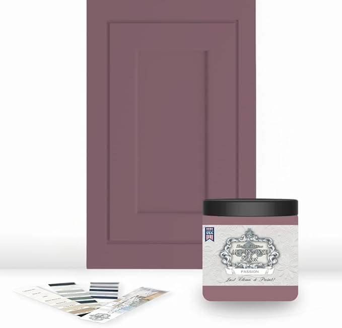 ALL-IN-ONE Paint by Heirloom Traditions, Passion (Plum Rose), 8oz Sample - Durable cabinet and furniture paint. Built in primer and top coat, no sanding needed. Includes our 30 featured color card.