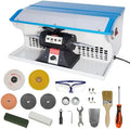 110V 1200W Jewelry Polisher Machine, Jewelry Polisher Bench Buffer with Integrated Dust Collector, Exhaust Fan, Work Light and Motor Housing